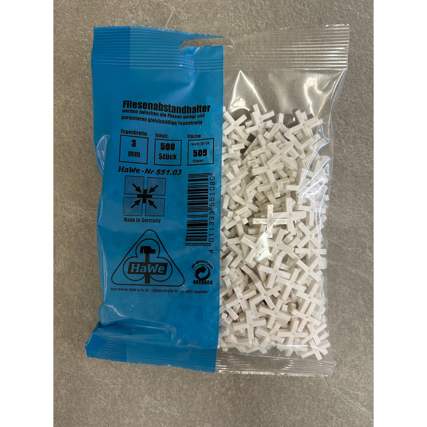 HaWe Plastik Fugenkreuze 3mm (500 Stk) 551.03