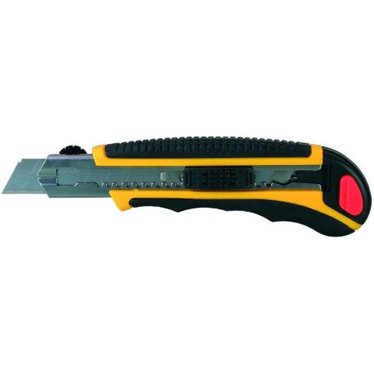 Cuttermesser mit 165 mm Länge, ergonomischem 2-K-Griff, Metallführung und 18 mm Klingenbreite, ideal für präzise Schneidarbeiten